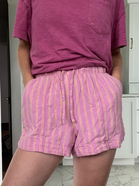 Universal Thread Pants - Universal Thread Pink & Cream Striped High Waist Drawstring Shorts